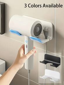 1pc New Hair Dryer Stand, Bathroom Storage Rack, Bathroom Item Holder Without Drilling, Hair Dryer Hanger, Multi-Functional Hair Dryer Placement Rack - Multicolor - View 2
