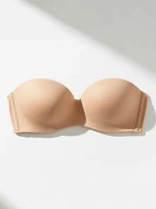 Strapless Bra With Reinforced Cups, Triple Closure, Smooth, Invisible, Seamless - 米色 - 查看 3