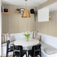 45pcs/Roll Grey Self-Adhesive Waterproof Faux Wood Grain Wallpaper, Easy Removable, Suitable For Modern Simple Home Decor, Living Room Wall Sticker Wall Paper Wall Stickers Room Decor Wall Decor Kitchen Bedroom Living Room Decor - Beige - View 14