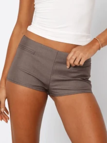 Y2k Micro Mini Shorts For Women Low Rise Booty Shorts Hot Pants Cute Going Out Bottoms Party Club Streetwear - Cà phê nâu - Xem 2