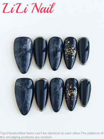 10 st handgjorda akryl press-on naglar, nageltillbehör, mandelnaglar, press-on naglar medium, svarta naglar, julnaglar, billiga, söta naglar, nagelpuder, höstpress-on naglar, fest, suddiga naglar, glitterflakes, lösnaglar, nagelset, UV-ljusnaglar, nagelkonstverktyg,