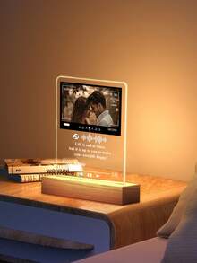 1 Stück personalisierte Musik LED Nachtlicht, personalisierte LED Musik Plakette, personalisierte LED Lampe mit Bild und Holzsockel, personalisierte Lied Acryl Plakette, personalisierte Bild Lied Lampe, Musik Foto Plakette Geschenk, beleuchtete Musik Plakette, Valentinstag Geschenk, Paar Geschenk, Erste Hochzeitsjahrestag Geschenk, Einweihungsgeschenk, Geschenk für Freund/in, Ehefrau/Mann, Weihnachtsgeschenk