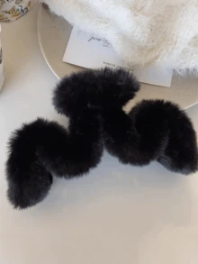 1pc Autumn/Winter New High-End Plush Large Hair Claw Clip For Women, Chic Ins Fuzzy Hair Claw For Updo Plush Hair Clips Fashion Hair Clutch Winter Hair Accessories