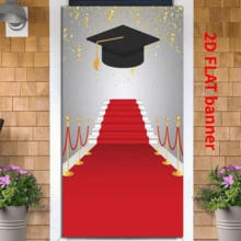 2D Flat Door Cover, 1 Graduation Door Cover - Bright Red Long Red Carpet Graduation Party Decoration, With Stars, Hats And Snowflake Patterns - Durable Polyester Fabric, Suitable For Graduation Ceremonies, Birthdays And Check-In - No Electricity Required, Graduation Party Decoration - Multicolor - View 7