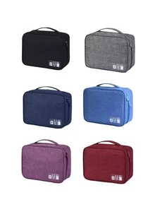 Waterproof Cable Storage Bag Portable Digital Electronic Organizer USB Cable Data Charger Plug Storage Bag - màu đen - Xem 2