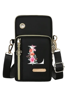 Bolso cruzado multifuncional con estampado floral de A a Z, bolso para teléfono de mujer, mini bolso cruzado, monedero vertical, bolso de cintura para deportes/muñequera para correr, mini bolso cruzado casual para teléfono con orificio para auriculares, bolso de hombro/bolso multiusos, adecuado para artículos esenciales diarios, actividades al aire regalos, bolsos personalizados de moda, ideal para entusiastas de la moda, viajeros, intercambio de artículos pequeños, regalos del Día de San Valentín, regalos del Ramadán, regalos de Pascua - Multicolor - Ver 18
