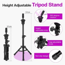 Wig-Bearing Mannequin Head With Wig Stand And Tripod, For Wig Styling Practice And Wig-Making Demonstrations. Canvas Mannequin Head Set Includes Head Form, Tripod Stand, T-Pin Set And Three-Piece Brush Set. - 白色套裝 - 查看 4