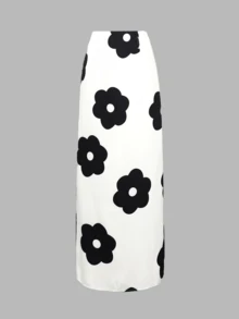 Ladies' Elegant Floral Printed A-Line Skirt - Multicolor - View 1