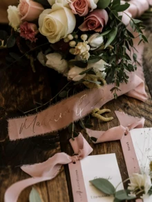 Personalized Wedding Bouquet Ribbon - Custom Name & Date Floral Tapestry For Bridal Showers, Birthdays, Graduations - Durable Polyester Event Decor With Elegant Design, Wedding Gifts For Guests, Celebration Accessory, Sophisticated Style, High Quality Craftsmanship - Multicolor - View 7