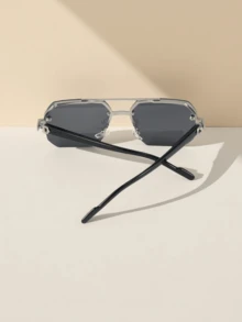 1pc New Men's Fashion Decorative Glasses, Retro Geometric Style Glasses Suitable For Cycling, Sports, Outfit Accessories, And Daily Use - Multicolor - View 5