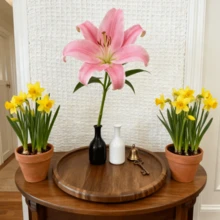 1个大号红木圆形托盘，现代农舍风格托盘，圆形种植托盘，种子托盘，木质植物托盘，适用于盆栽植物展示、摆放、种植，户外露台，户外花园装饰，户外及花园用品，春夏秋冬园艺，母亲节，生日礼物，情人节礼物