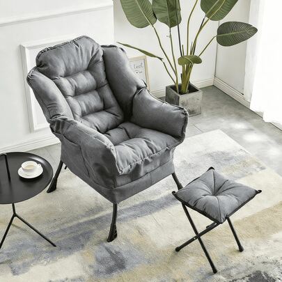 Sofá reclinable multifuncional con reposapiés y bolsillos laterales. Diseñado para un uso versátil en salones, dormitorios, estudios u oficinas. Estructura ergonómica creada específicamente para el descanso y el ocio.