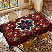 1/20pcs Classic Tablecloth: Classic Red Background With White And Blue Floral Patterns, Bright Theme, And Featuring An Arabic-Style Design. Suitable For Home Decor In Study, Kitchen, Bedroom, Outdoor Picnics, And Holiday Decorations. - Multicolor - View 10