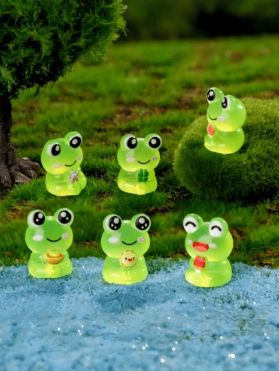 10/20pcs Luminous Mini Resin Frogs Figurines, Glow In The Dark Cute Big-Eyed Smiling Frog Animals Tiny For DIY Fairy Garden, Glass Container, Potted Plant Decor, Micro Landscape Craft, Garden Decoration, Car Interior Accessories, Party, Perfect Birthday Gift(Random Style) Room Decor Home Decor Ornaments Home Miniature Things