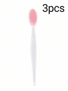 Silicone Facial Cleansing Brush - Gentle Nose & Lip Exfoliating Tool, Soft Dual-Sided Exfoliating Face Scrubber, Formaldehyde-Free, Unscented, For Blackhead And Nose Hair Removal, Gentle Cleansing, ABS Plastic Handles For All Skin Types