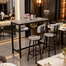 Conjunto de mesa de bar cuadrada gris para 2, juego de mesa de bar de 3 piezas ahorradora de espacio con 2 taburetes para la cocina, rincón de desayuno o sala de fiestas - Gris + MDF + 2 plazas - Ver 1