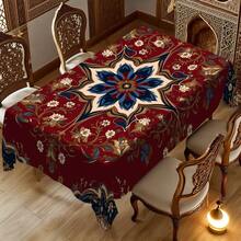 1/20pcs Classic Tablecloth: Classic Red Background With White And Blue Floral Patterns, Bright Theme, And Featuring An Arabic-Style Design. Suitable For Home Decor In Study, Kitchen, Bedroom, Outdoor Picnics, And Holiday Decorations. - Multicolor - View 13