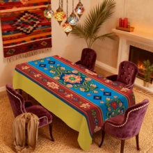 1/20pcs Set Ramadan Blessing Tablecloth, Featuring Elegant Gold Star & Moon Pattern, Luxurious Design, Suitable For Home, Kitchen, Dining Room, Party & Outdoor Use. Durable And Easy Care, Ideal Home Decor. - Multicolor - View 5