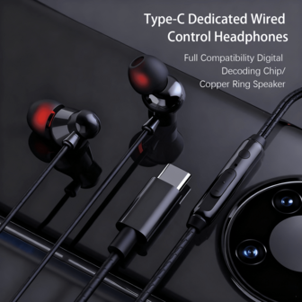  Fones de Ouvido com Fio Newmine TP08 In-Ear, Preto/Branco, Fones de Ouvido para Jogos com Fio