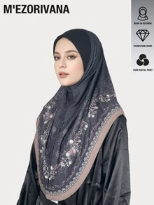 1pc Elegant Leaf Pattern Polyester Multifunctional Headscarf, Comfortable All-Season Wear - Floral Pattern With Fine Hot-fix Rhinestones - View 1