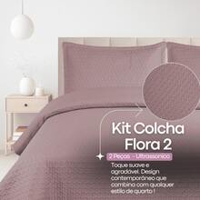 Kit Colcha Cobreleito Matelado Ultrassônico Percal Toque Macio 2 e 3 peças Flora 2 Habitat Solteiro Casal Queen King e Super King - uva - Visão 7
