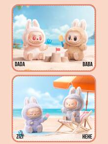 Pop Mart THE MONSTERS Sitting Party Plush Blind Box - 6 Regular Designs + 1 Hidden Design, Cute Labubu Rabbit Monster Sitting Posture, Paired With Beach Elements (Sandcastle, Guitar, Ice Cream) - Multicolor - View 8