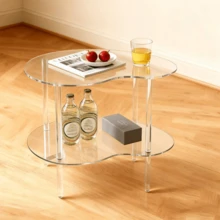 1个透明/黑色可移动亚克力边桌，简约储物架，适用于客厅装饰、卧室床头柜