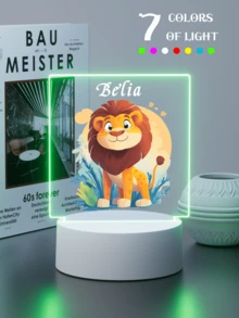 客製化照片壓克力小夜燈，可自訂照片印製的家庭禮物，適用生日、婚禮、週年紀念，客製化 LED 燈飾居家裝飾，可選卡通動物圖案，送給她與朋友的獨特禮物 - 4款3mm小方形 - 查看 15