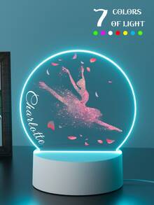 1pc Acrylic Ballet Girl Night Light, Customizable Name, 4 Color Options, Warm & Color Changing Light, Creative Desk Lamp, Bedroom Decor, Unique Night Light, Bedside Lamp, Gift For Kids, Friends, Classmates, Girlfriend, Holiday Gift,Fairy Lights - 4 3mm Round Ballet Girls - View 14