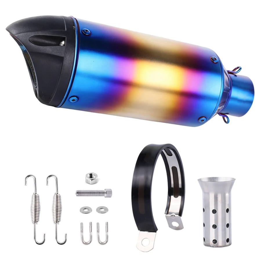 Tubo de escape universal para motocicletas, con tapa de silenciador negra, tubo de escape universal para motocicletas de 38-51 mm de diámetro, multicolor, adecuado para la mayoría de las motocicletas z900 R3 r25 mt07 mt09 R1 z400 z650