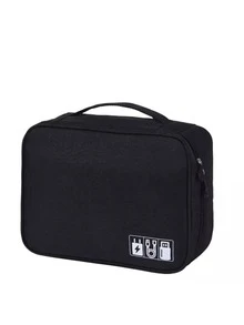 Waterproof Cable Storage Bag Portable Digital Electronic Organizer USB Cable Data Charger Plug Storage Bag - màu đen - Xem 1