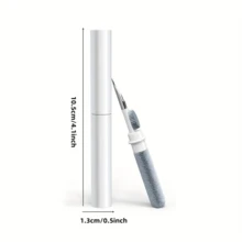 1pc This 3-In-1 Multi-Functional Headphone Cleaning Kit Is Made Of Durable ABS Material And Includes A Soft Brush. The Portable 3-In-1 Cleaning Brush Is Ideal For Cleaning Wireless Headphones, Earphones, Charging Case Accessories, Computers, Keyboards, And More. - 白色 - 查看 2