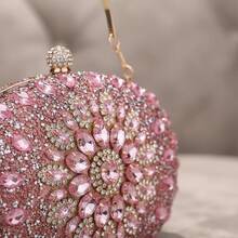 Women's Fashion Clutch Bag For Evening Parties With Glitter And Rhinestones F49 - Stylish And Minimalist - 泡泡糖粉 - 查看 2