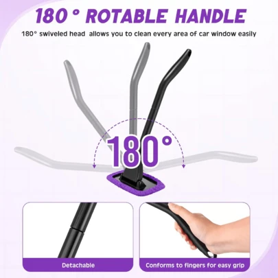 8 Pcs Car Wihield Cleaner  Kit With Extenle Handle, Microfiber Towel Pads, B, Empty Spray Bottle  Auto Glass Wiper Suvs Rvs & Homws(Purple)