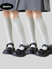 2 perechi de șosete pentru copii cu model cu dungi, design cu tub lung fără cusături, potrivite pentru băieți și fete de 3-12 ani, excelente pentru purtare zilnică și școlară - Negru - Vizualizare 16