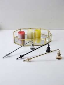 1个蜡烛熄灭器，蜡烛熄灭器，烛芯熄灭器，蜡烛配件，带长柄，可安全熄灭蜡烛火焰，钟形烛芯熄灭器，用于扑灭火焰，优雅的蜡烛配件