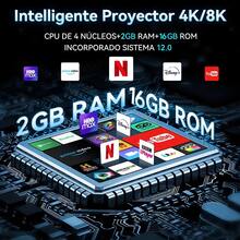 Proyector Android Mini Portatil Smart Tv 4k Hd Led 1080p 12000 Lm Proyector Profesional Baratos Con Wifi Y Bluetooth - Blanco - Ver 7