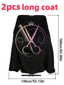 2pcs/Set Professional Salon Hairdressing Cape, Easy To Clean Salon Apron With Neck Duster Brush, Adjustable Neck Strap, Creative Hairstyling Gown, Anti-Static Non-Stick Hair Styling Cape, Suitable For All Hairstylists In Salons. Provided In 2 Styles And 2 Lengths For Your Choice. - Multicolor - View 13