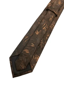 1pc Men's Woven Jacquard Floral Elegant Noble Gentleman Galant Tie, Navy Blue - Rust Brown - View 5