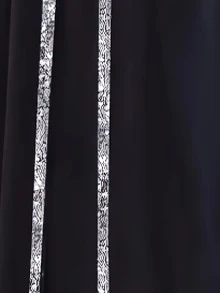 Elegant Women's Black One-Piece Dress - Long Sleeves, Sequin Details, Middle Eastern Style - Perfect For Ramadan And Islamic Prayer - Machine Washable, Long Robe - Black - View 5