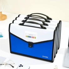 1pc Large Capacity Accordion Folder Briefcase, 13 Compartments Student Test Paper Subject Storage Bag, Practical Accordion Style Office Document Organizer Folder - Single Piece - View 6