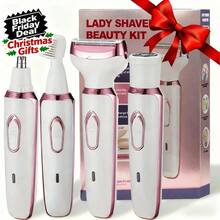 Máy cạo râu điện 4 trong 1 sạc được dành cho nữ, máy tỉa lông mặt cầm tay với 4 đầu, thích hợp để tẩy lông mặt, mũi, chân, nách, vùng bikini và toàn thân. - trắng - Xem 14