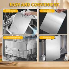 Extra-Large  Stainless Steel Cutting Board | Ultra-Thin Rust-Resistant Chopping Board | Double-Sided, Durable & Odor-Free | Ideal For Meat, Vegetables & Fruits | Easy-To-Clean Essential Kitchen Cutting Board|Kitchen Must-Have Tools - 1Pcs XL(39*28cm) - 查看 7