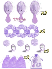 Set cadou de mireasă cu 12 bucăți, cadou pentru cerere în căsătorie pentru domnișoare de onoare, include agrafe de păr cu flori, bentițe din satin, săculeți din organza, potrivit pentru nuntă, cerere în căsătorie, ziua de naștere, petrecerea burlacilor și cadouri de aniversare - Multicolor - Vizualizare 3