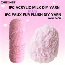 CHEONET-Super Soft Fur Yarn Colorful Series Chunky Fluffy Faux Fur Yarn For DIY Knitting And Crocheting Hat, Scarf, Purse