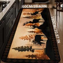 Covor Premium din Flanel cu Temă Animală Sălbatică - Design cu Urși și Cerbi de Pădure, Antiderapant și Lavabil la Mașină, Pentru Living, Dormitor, Bucătărie și Mai Multe - Covor Versatil pentru Decorul Casei - Pentru Proprietari de Case și Iubitori de Animale - Perfect pentru o Ambianță Confortabilă și Caldă - Cadoul Ideal pentru Casă Nouă și Sărbători