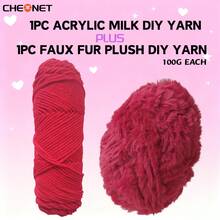 CHEONET-Super Soft Fur Yarn Colorful Series Chunky Fluffy Faux Fur Yarn For DIY Knitting And Crocheting Hat, Scarf, Purse