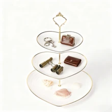 Suporte para bolo de 3 andares, expositor de frutas, suporte para bolo e sobremesa para chá da tarde, artigos para casamento, decoração para casa, utensílios de cozinha - Multicolorido - Ver 6