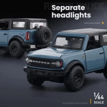 Burago 1:64  BRONCO Diecast Car Model, Realistic Alloy Vehicle Toy, Gift For Boys, Collectible - Blue - View 3