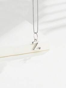 S925纯银26字母A-Z项链，18K镀金/铂金银项链，送给女性、朋友、女孩的礼物 - 銀色 - 查看 7